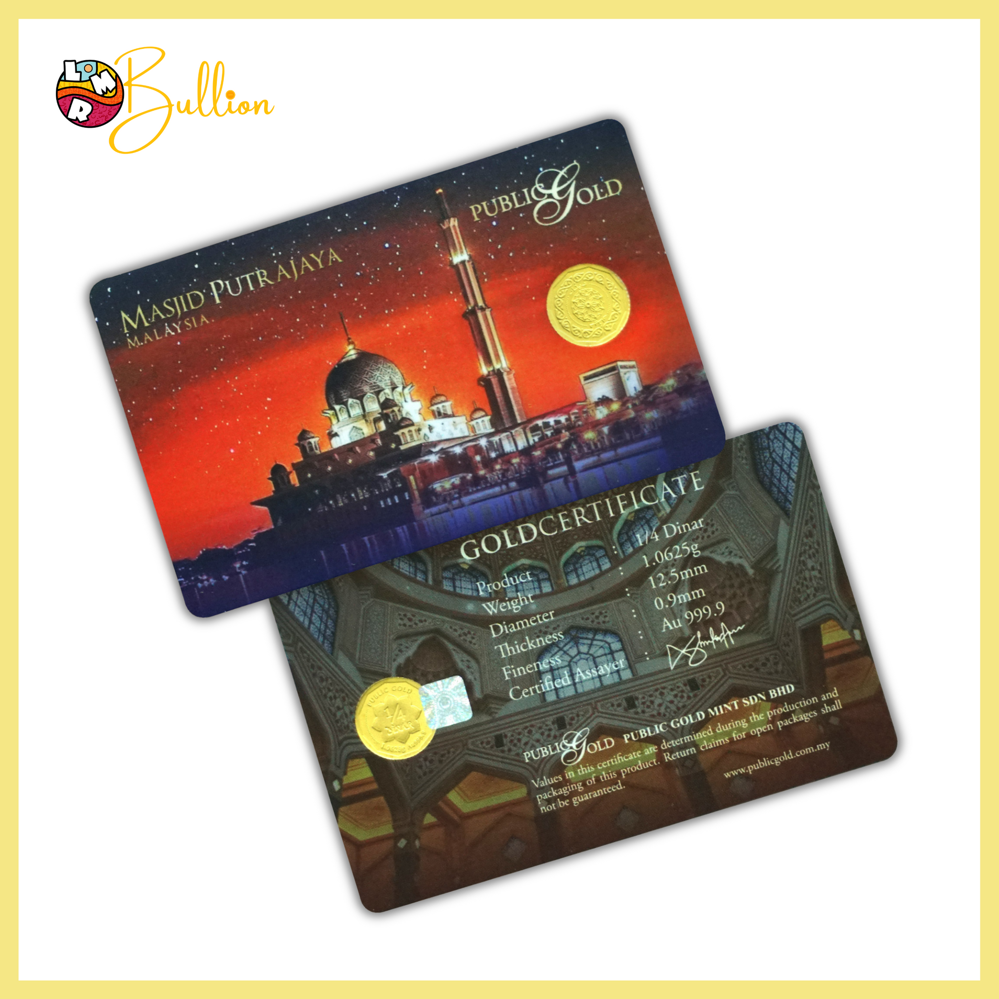 1/4 Dinar 1.0625g PG - Masjid Putrajaya (Au999.9)
