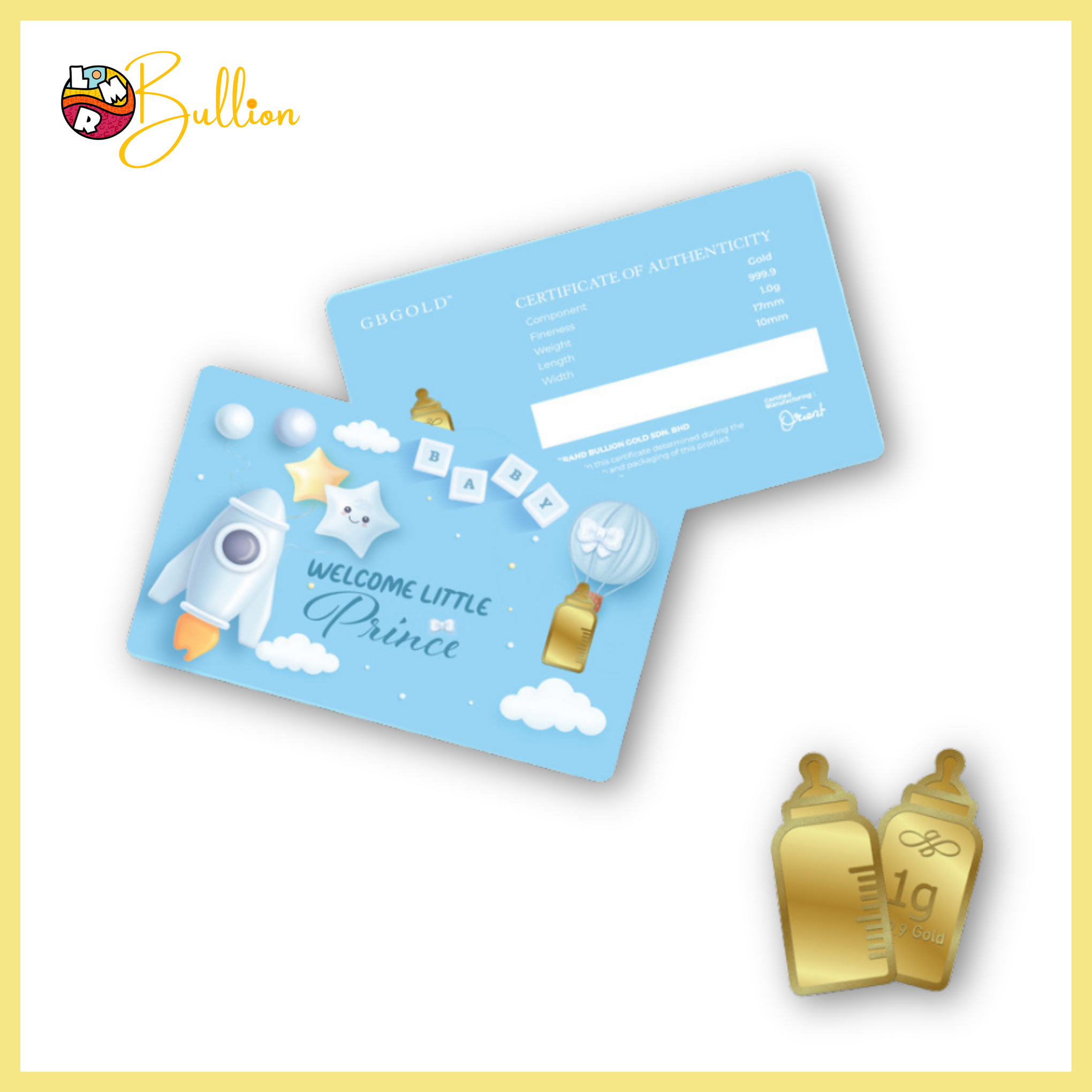 1g GB Welcome Prince Bottle - Blue (Au999.9)
