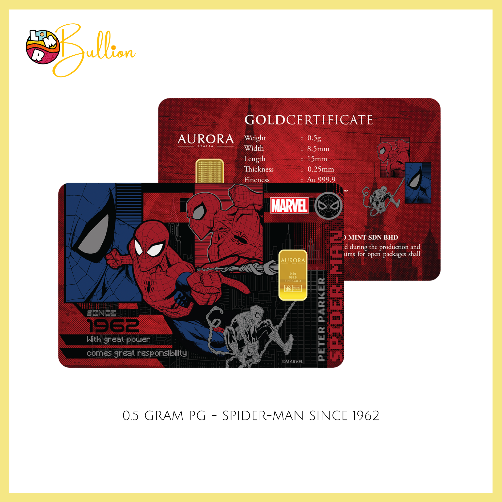 0.5g PG Marvel Spider-man Since 1962 (Au999.9)