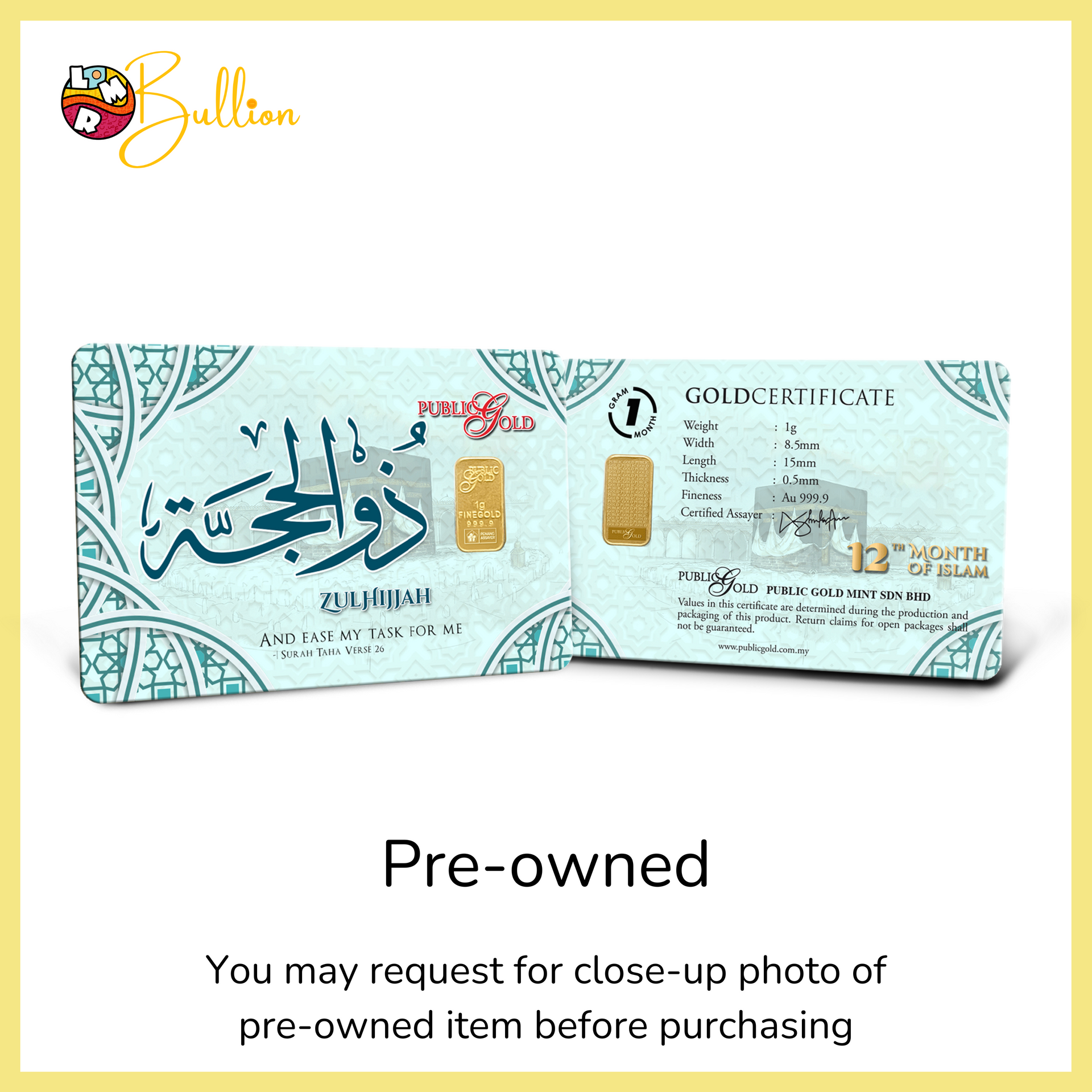 [PRE-OWNED] 1 gram Zulhijjah - Card (Good Condition)