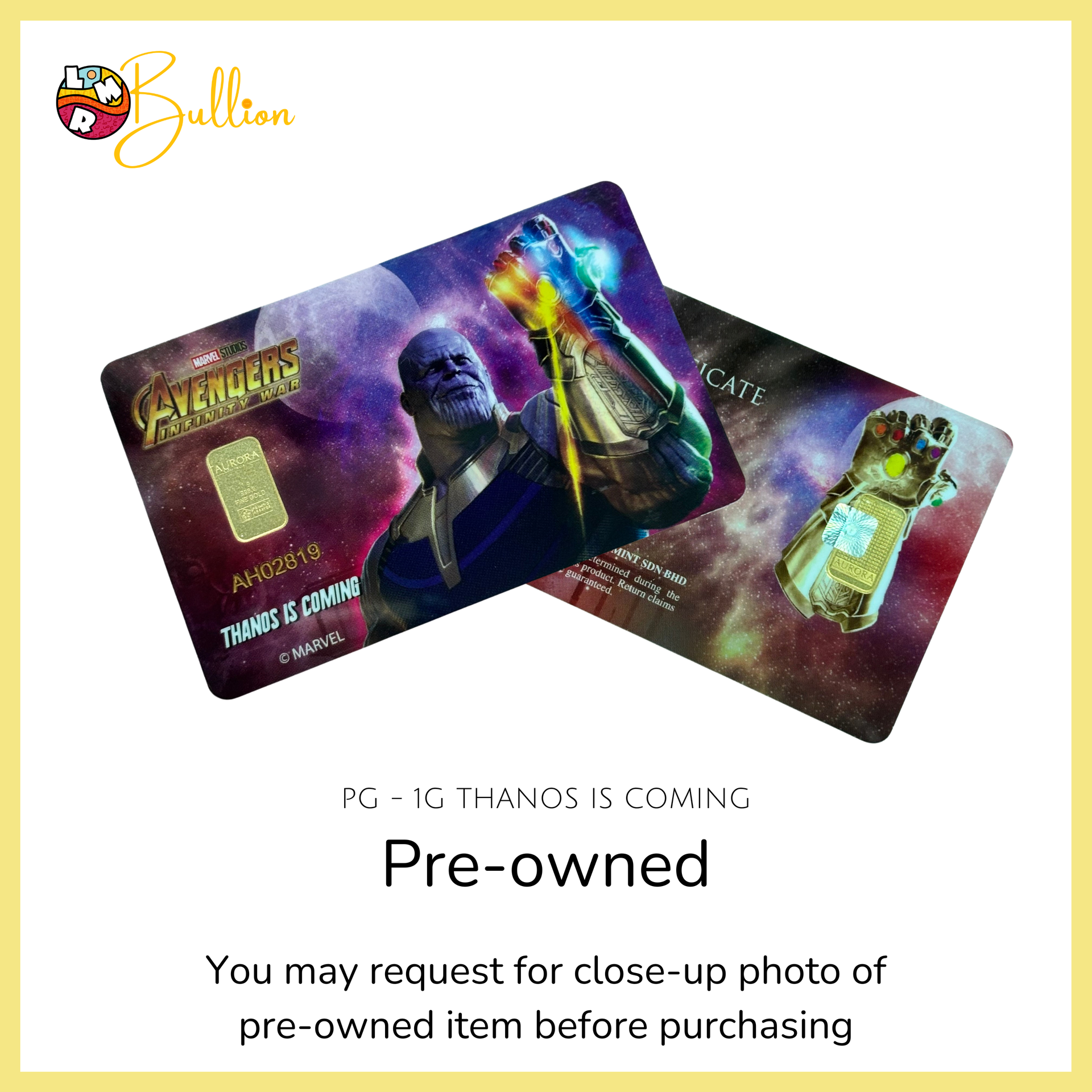 [PRE-OWNED] 1 gram PG - Avengers Infinity War - Thanos Is Coming