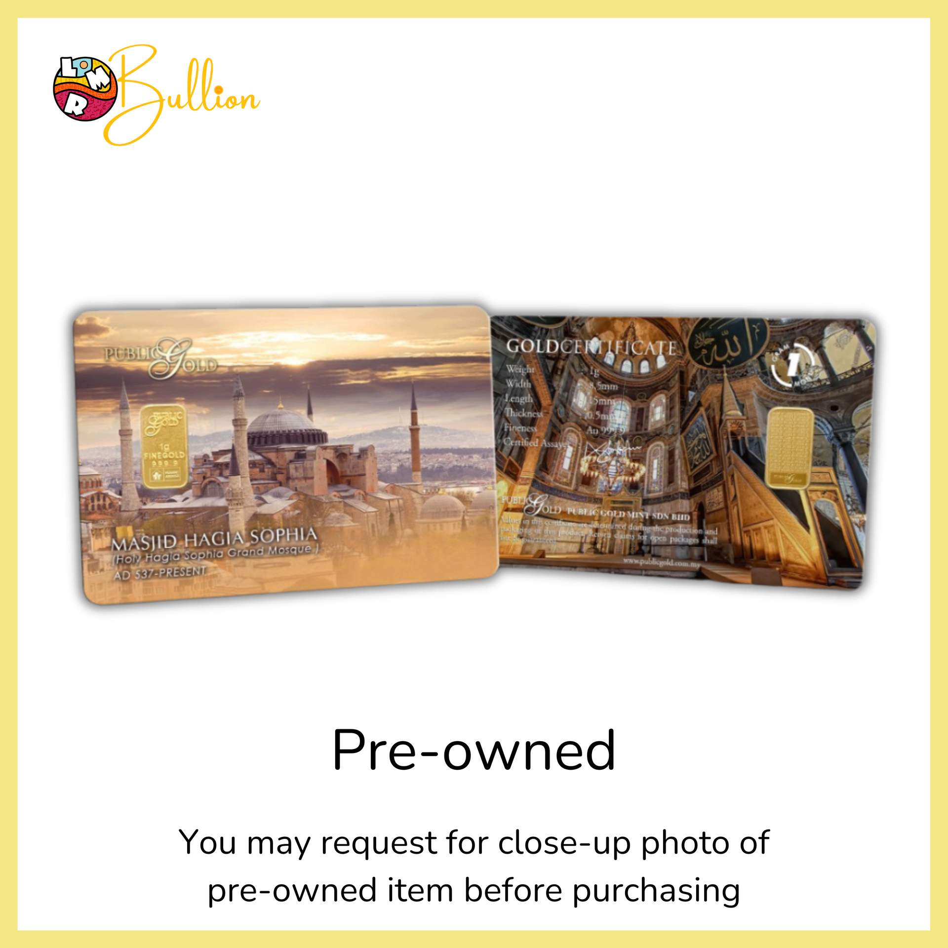 [PRE-OWNED] 1 gram Masjid Hagia Sophia - Card (Good Condition)