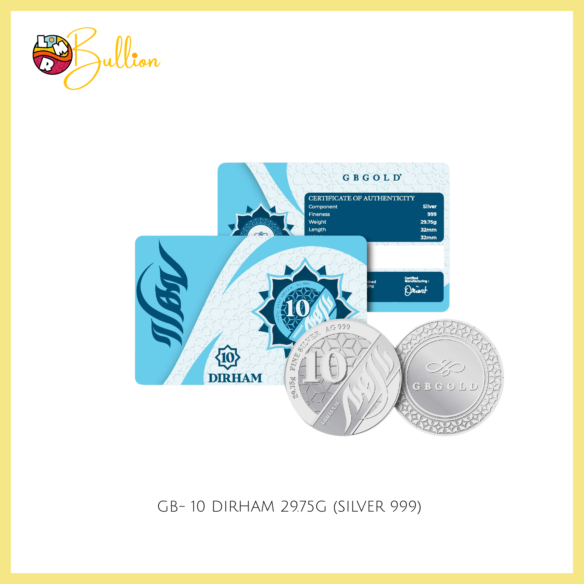 10 Dirham GB - 29.75g Silver (Ag999)