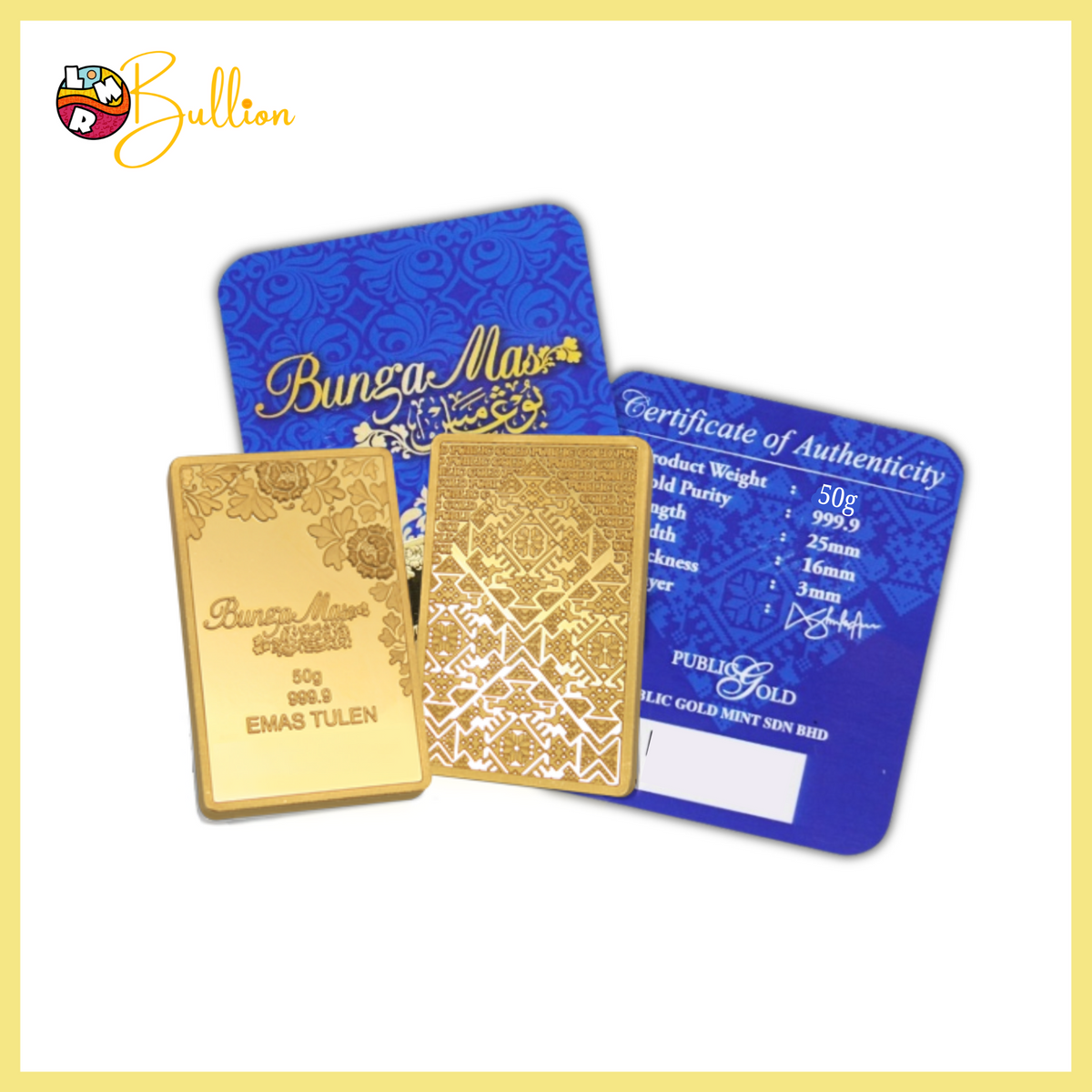 (PRE-ORDER) 50g PG Bungamas - Bar (Au999.9)
