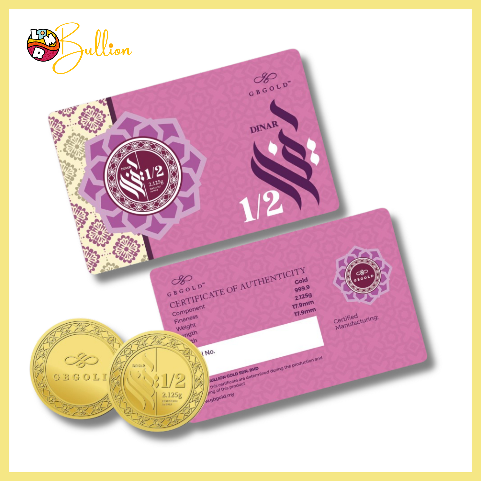 1/2 Dinar 2.125g GB - Card (Au999.9)