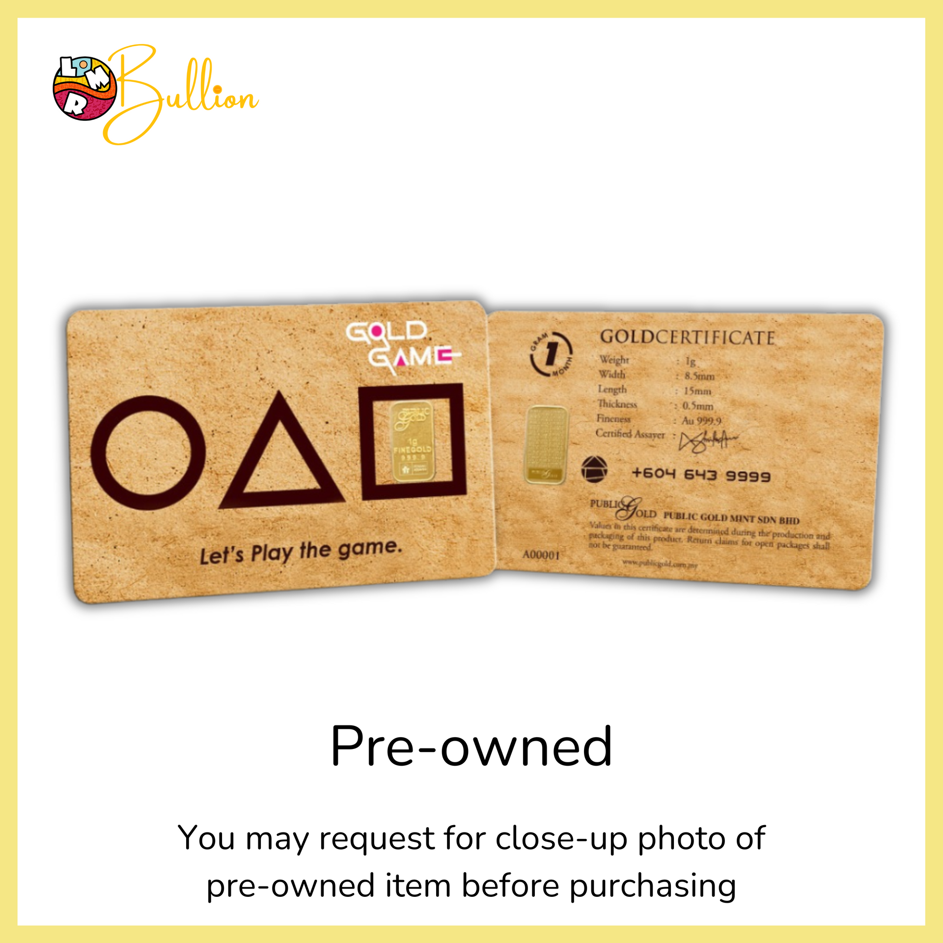 [PRE-OWNED] 1 gram Gold Game - Card (Good Condition)
