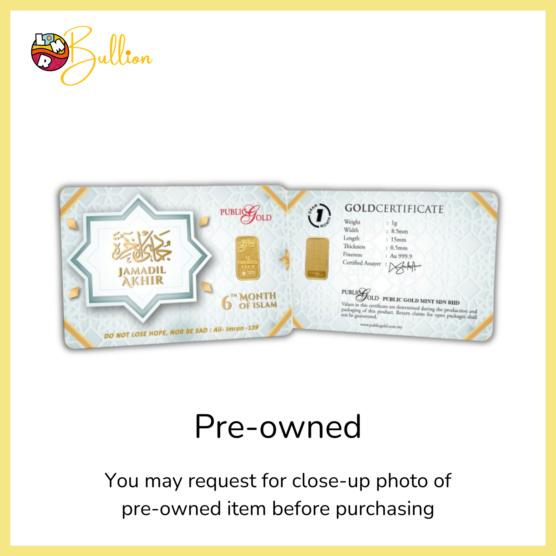 [PRE-OWNED] 1 gram Jamadil Akhir - Card (Good Condition)