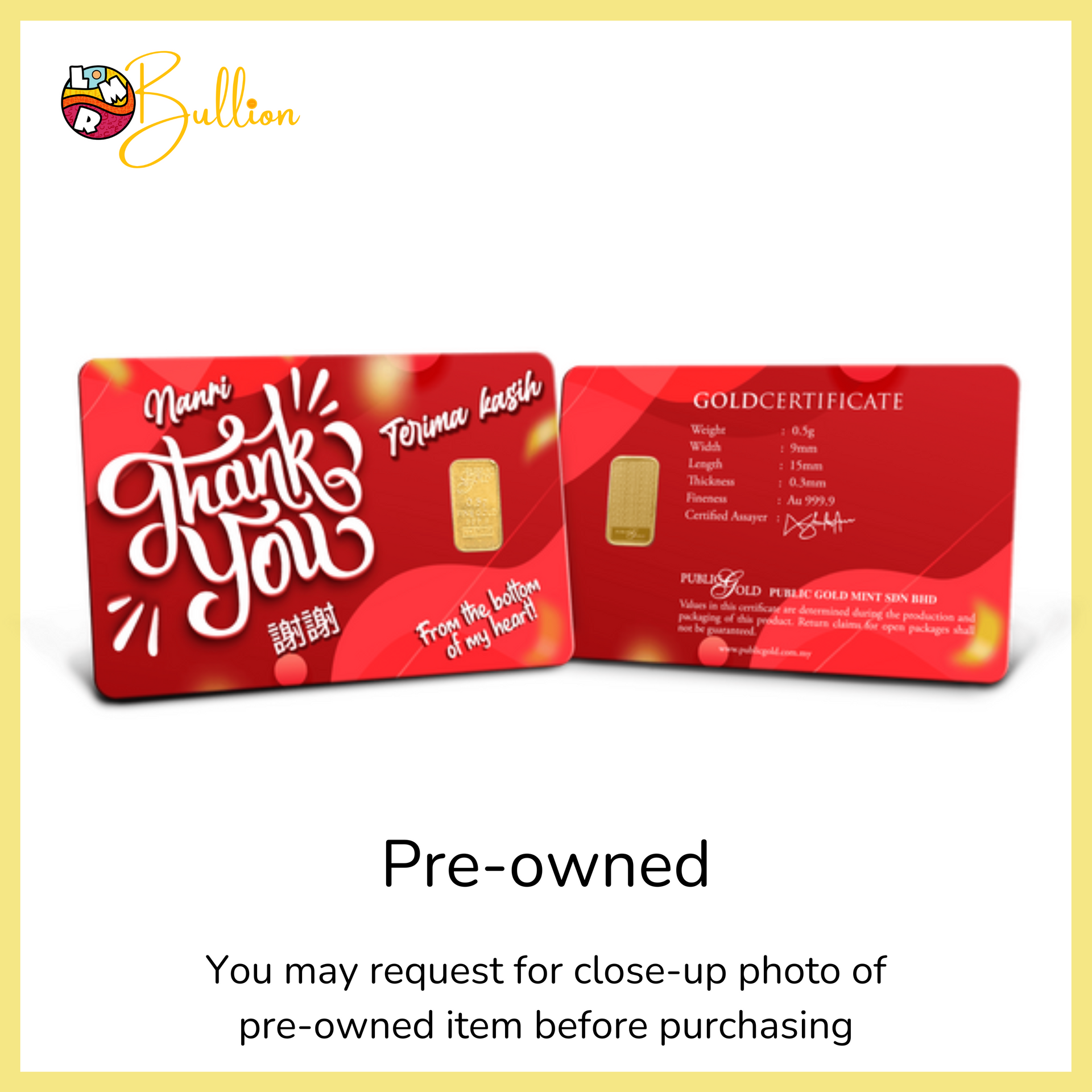 [PRE-OWNED] 0.5 gram Thank You Red - Card