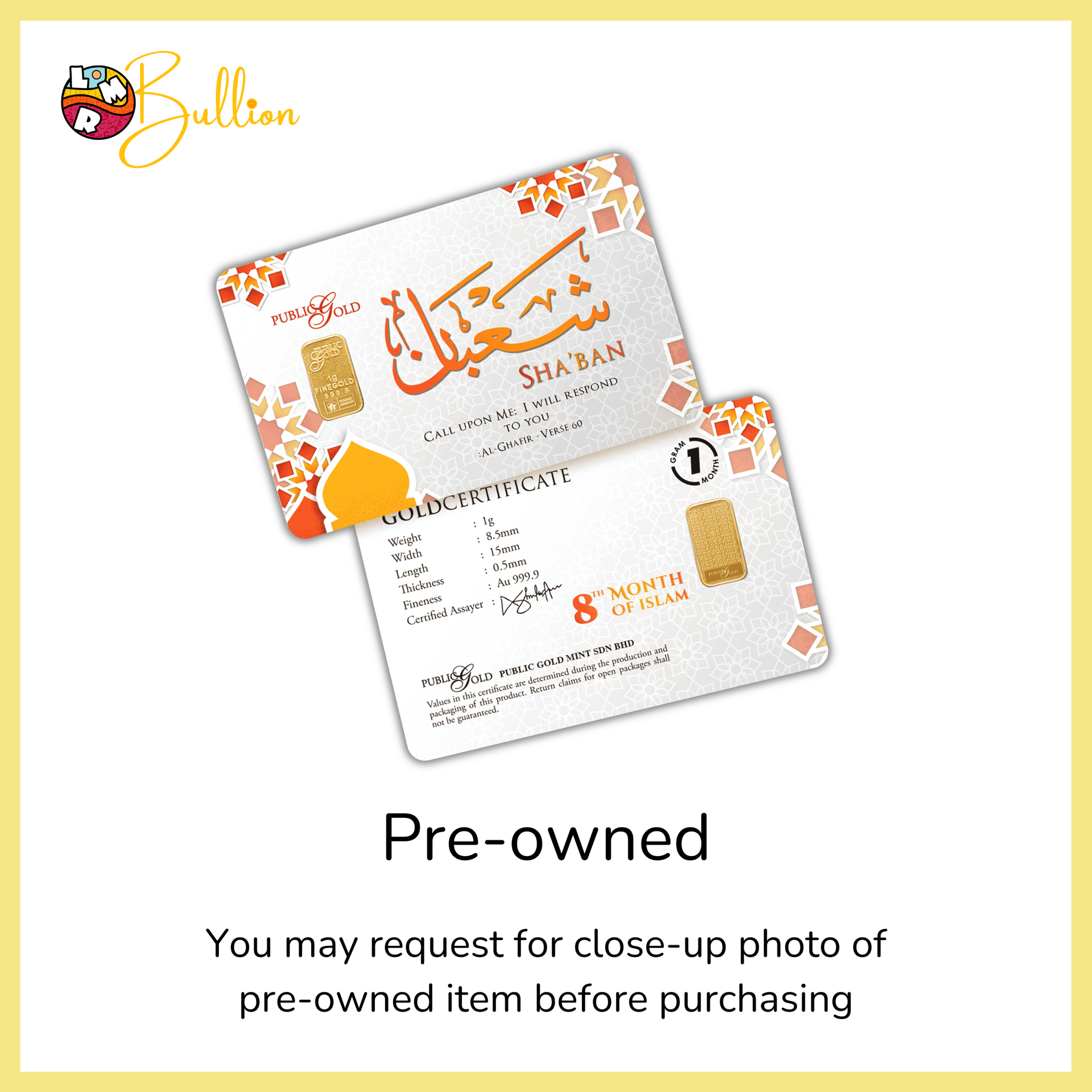 [PRE-OWNED] 1 gram Sha'ban - Card (Au999.9)