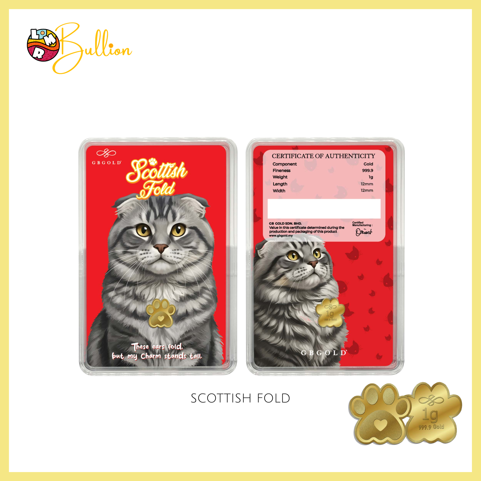 1g GB Cat Scottish Fold (Au999.9)