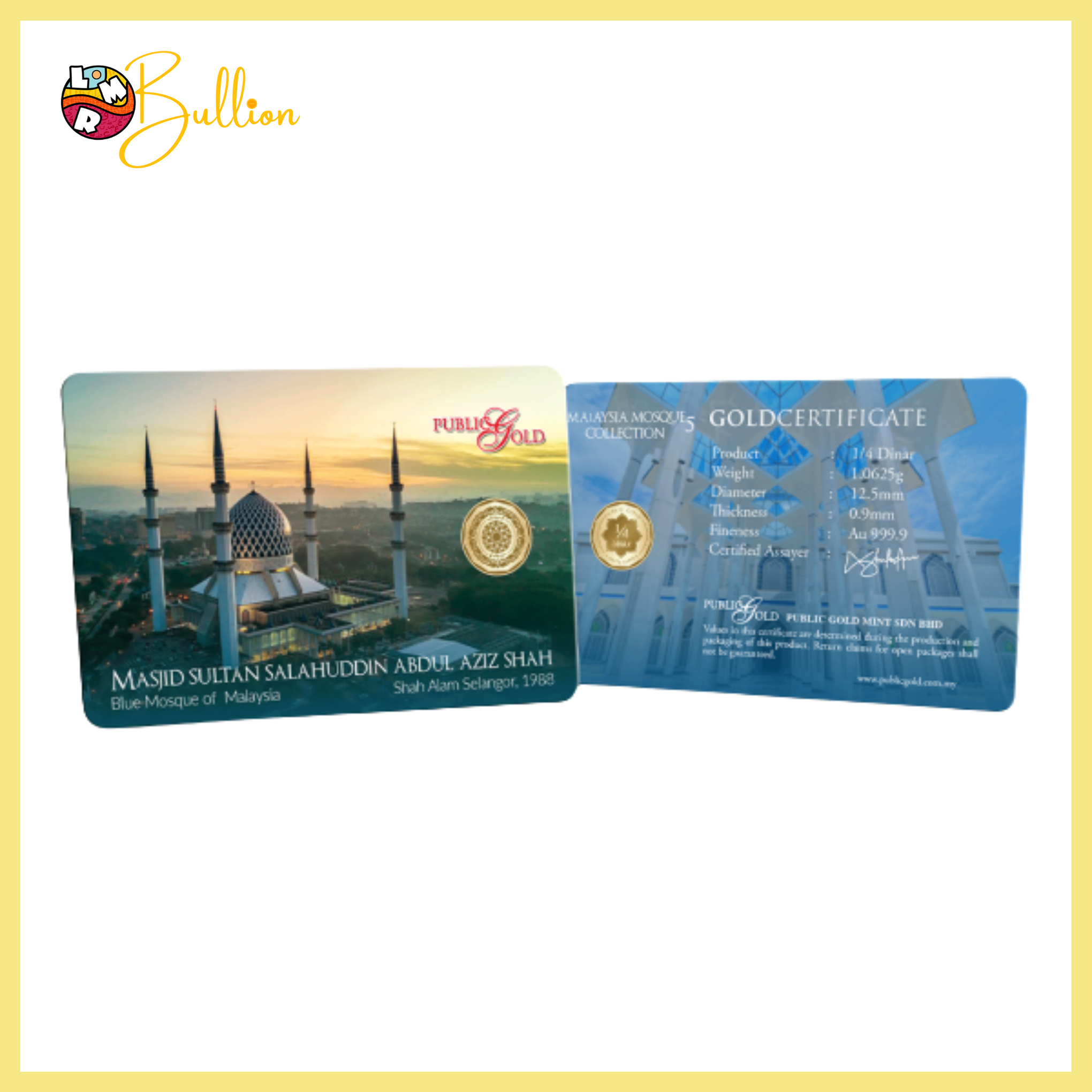 1/4 Dinar 1.0625g PG - Masjid Sultan Salahuddin Abdul Aziz Shah (Au999.9)